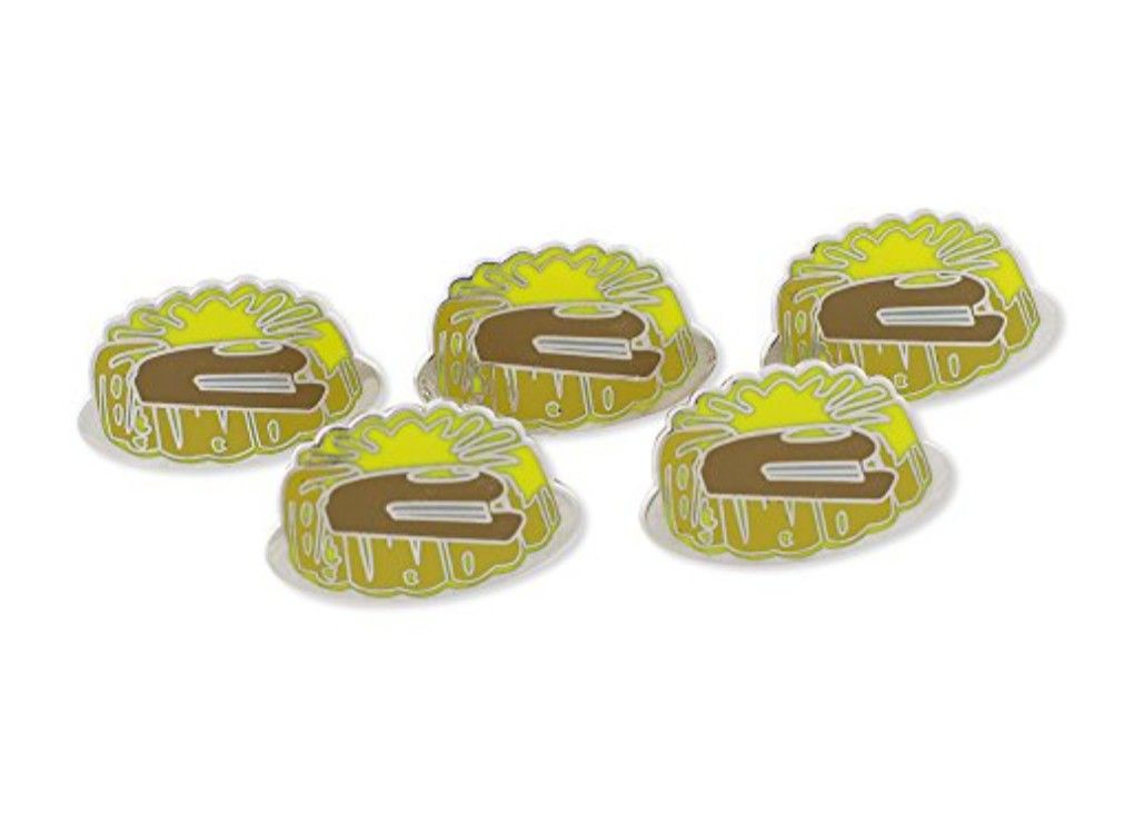 "The Office" Stapler In Jello Metal Enamel Pins, Set Of 5. New In Gift Box
