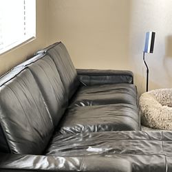 Black leather sectional