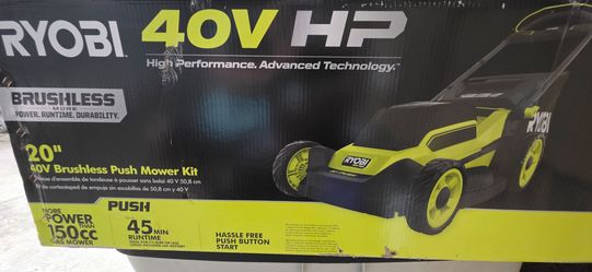 New Ryobi 40v 20in Cordless Battery Push Lawn Mower