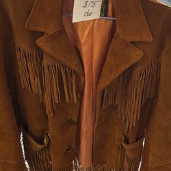 Vintage Like New Fringe Leather Coat Jacket Pioneer Wear 