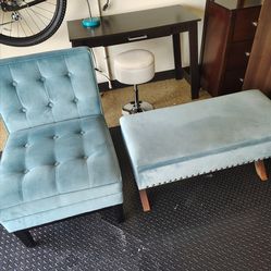 Chair, ottoman chair,lamp with writing deck