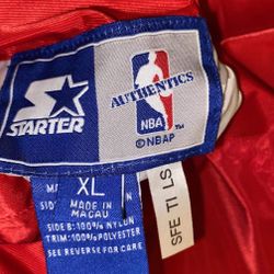 Vintage1990s BULLS starter pull over reversible jacket satin embroidered coat Xl