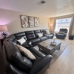 Sectional Reclining Leather Sofa 6 Piece 