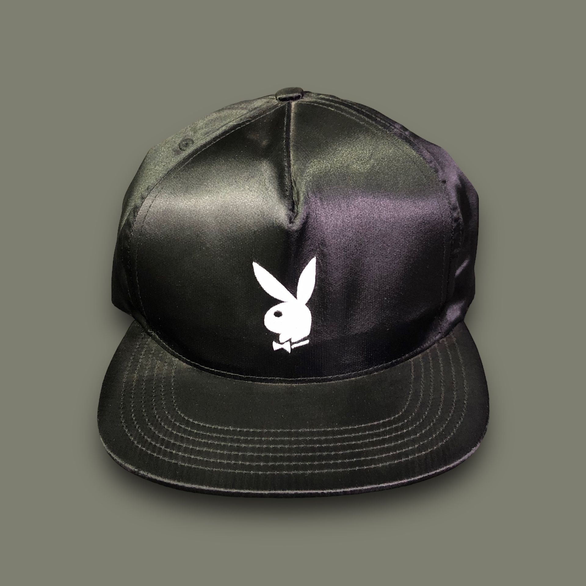 Supreme Playboy Satin Black SnapBack Hat SS16 Streetwear