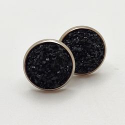 Black Druzy Earrings