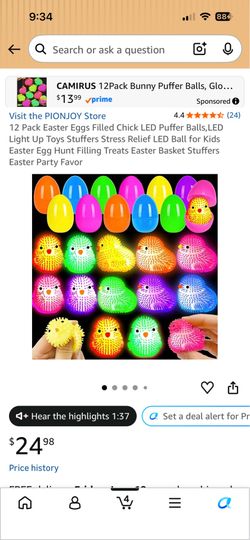 12 Pack Easter Eggs Filled Chick LED Puffer Balls,LED Light Up Toys Stuffers Stress Relief LED Ball for Kids Easter Egg Hunt Filling Treats Easter Bas