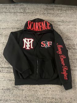Scarface Zip-Up Hoodie Black Red Graphic