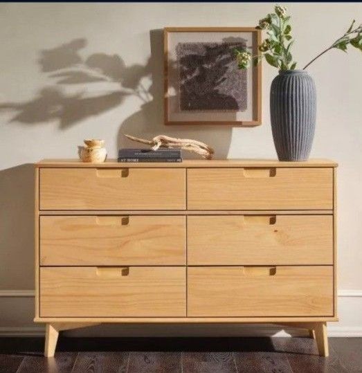 Mid Century Modern Groove Wood 6 Drawer Dresser(New In A Box)