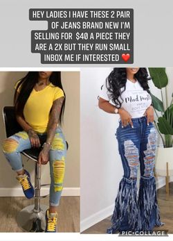 Brand new Distressed jeans sz.2xl run small $15 each or both for $30
