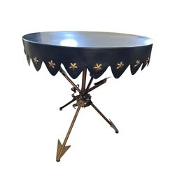 Antique Round Neoclassical Crossed Arrow Side Table