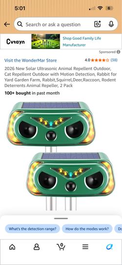 Solar Ultrasonic Animal Repeller 2 Pack