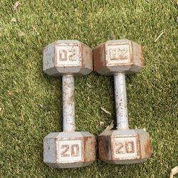 2 Cast Iron Hex Dumbbells. 20lbs Each