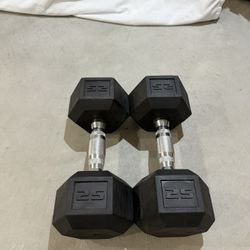 25 LB Rubber Hex Dumbbells