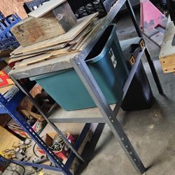 Vintage Metal Table From The '70s From Industrial Warehouse Manufacturing Facility