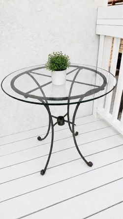 Round Glass Top Wrought Iron Bistro Table