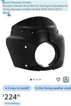 Brand: Memphis Shades Memphis Shades Road Warrior Fairings Compatible for Harley Davidson Softail Fat Bob FXFB 2018-2019 - Black