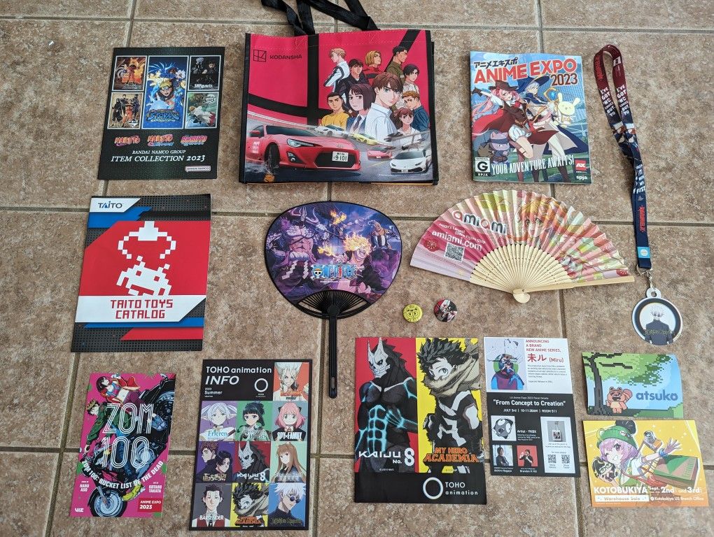 Anime Expo 2023 Bag with Lanyard, Fans, Pins, And Booklets