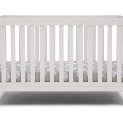 Delta Children Essex 4-in-1 Convertible Baby Crib, Bianca White with Natural Legs