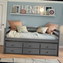 Captain Twin Bed And Trundle With 3 Drawers .Mattress not included