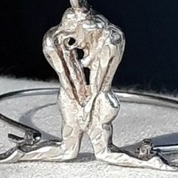 Love Couple Power Strength Art In Big Sterling Silver Pendant