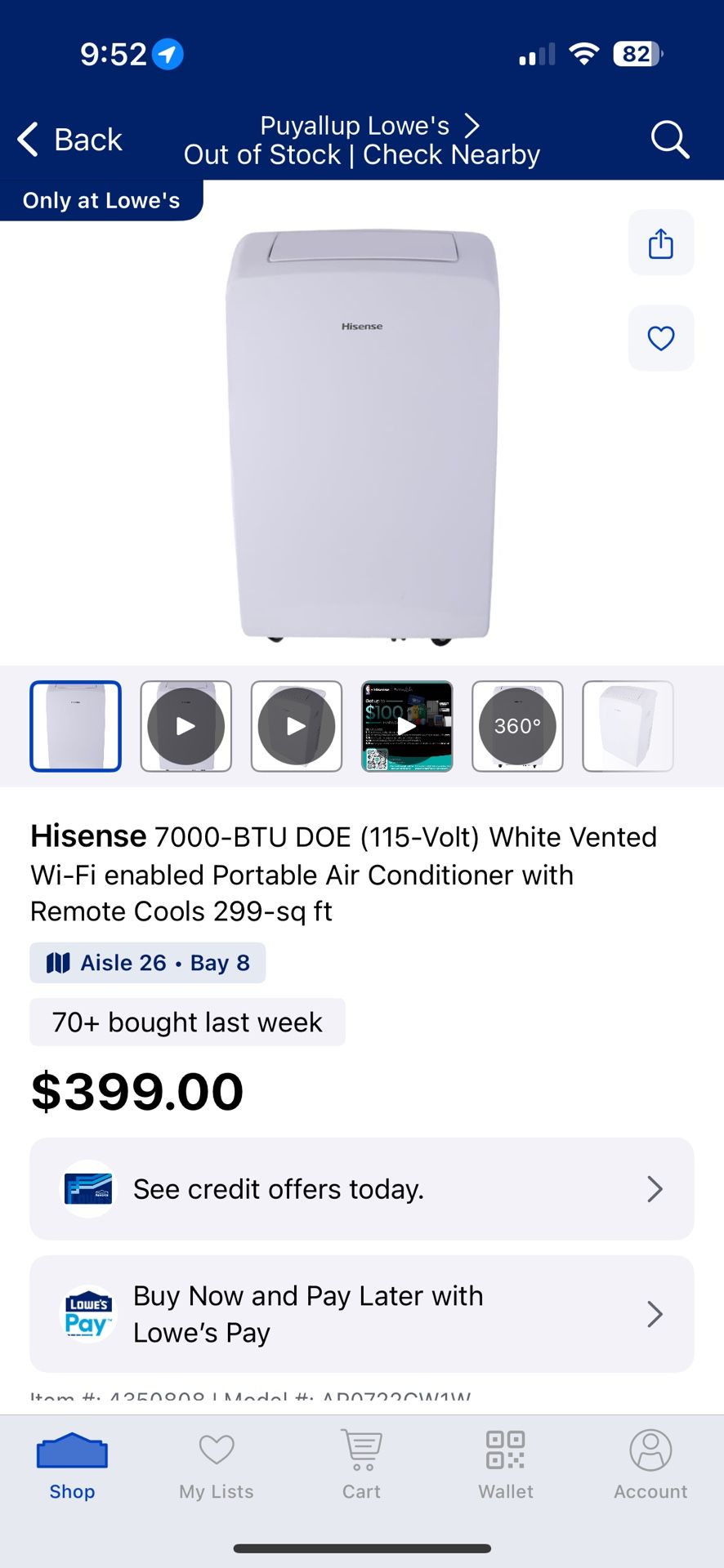 Hisense Portable Air Conditioner With Remote