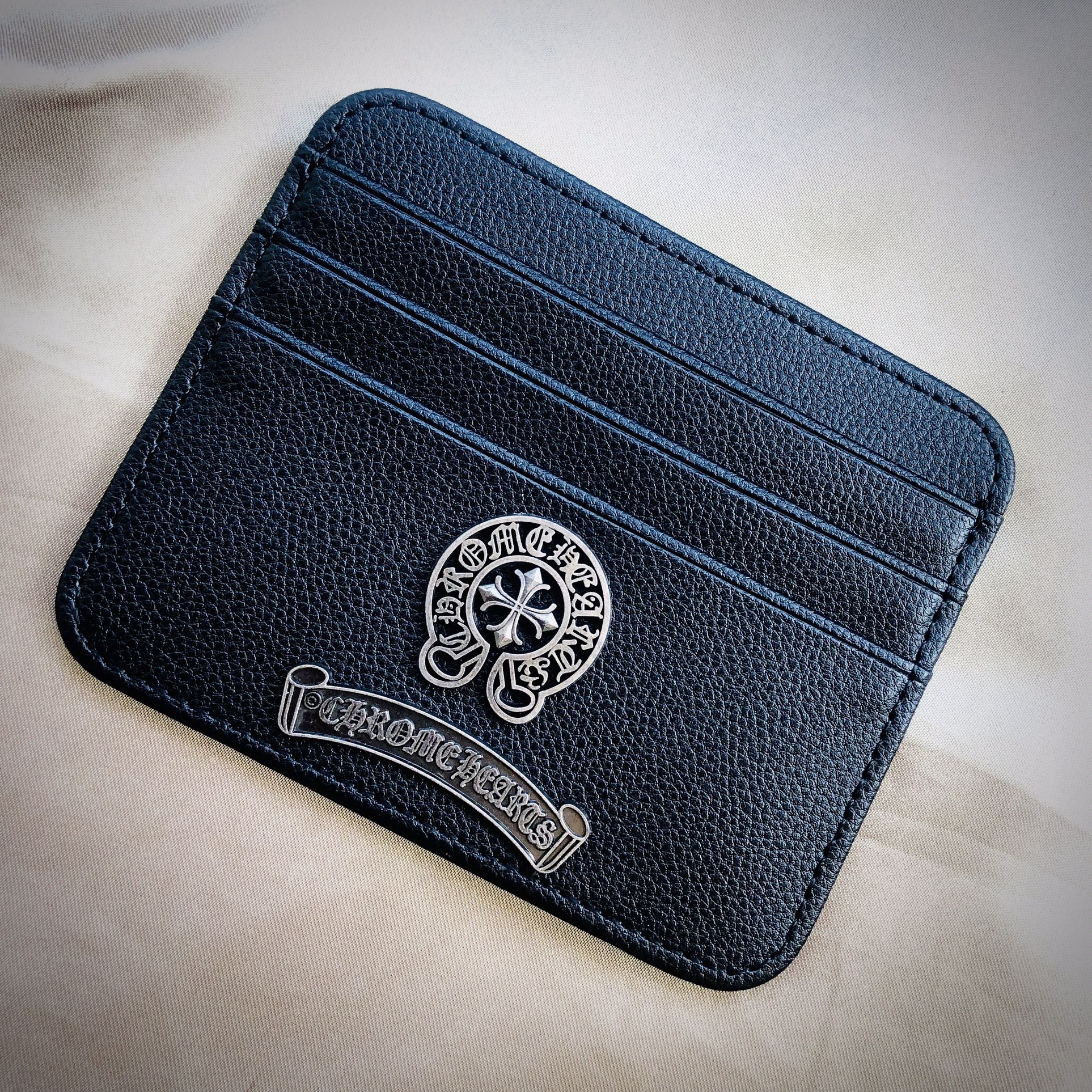Chrome Horseshoe Hearts Logo Card Holder Wallet Leather