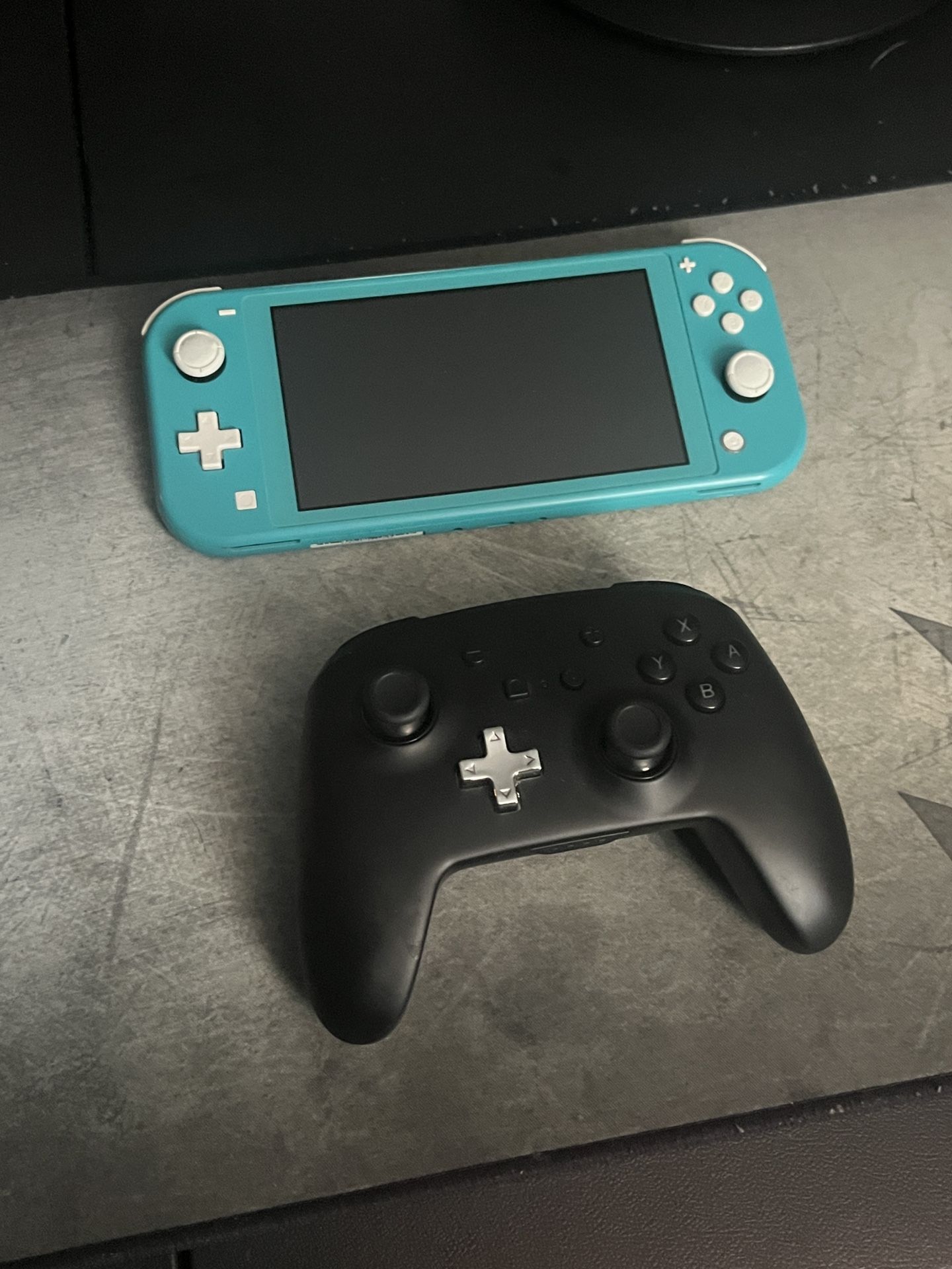 nintendo switch with controller + mario odyssey