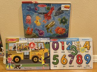 Melissa And & Doug Puzzle Numbers, Magnets Animals, See And Hear Bus 