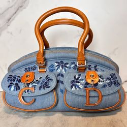 Denim Floral Detective Bag