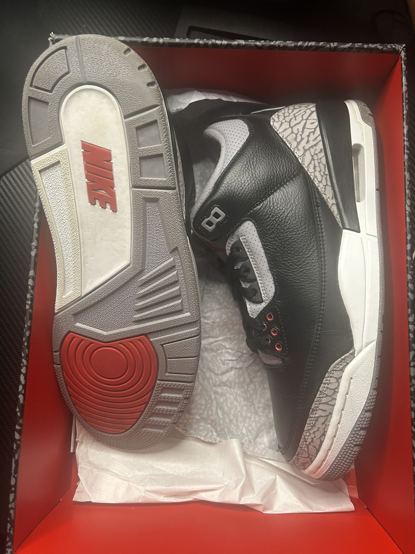 Jordan 3 Black Cement Reimagined Size 11 Used 