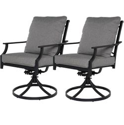 New in box-Grand patio Outdoor Patio Dining Set 2 Swivel Dining Chairs Outdoor Furniture Set with Olefin Cushions, Grey