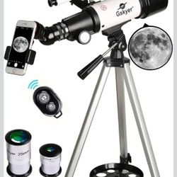 Gskyer 70mm Telescope 400mm AZ Mount w/Tripod Phone Adapter & Remote