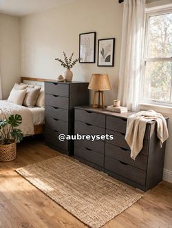 Grey 5-Drawer Chest + 6-Drawer Dresser Set