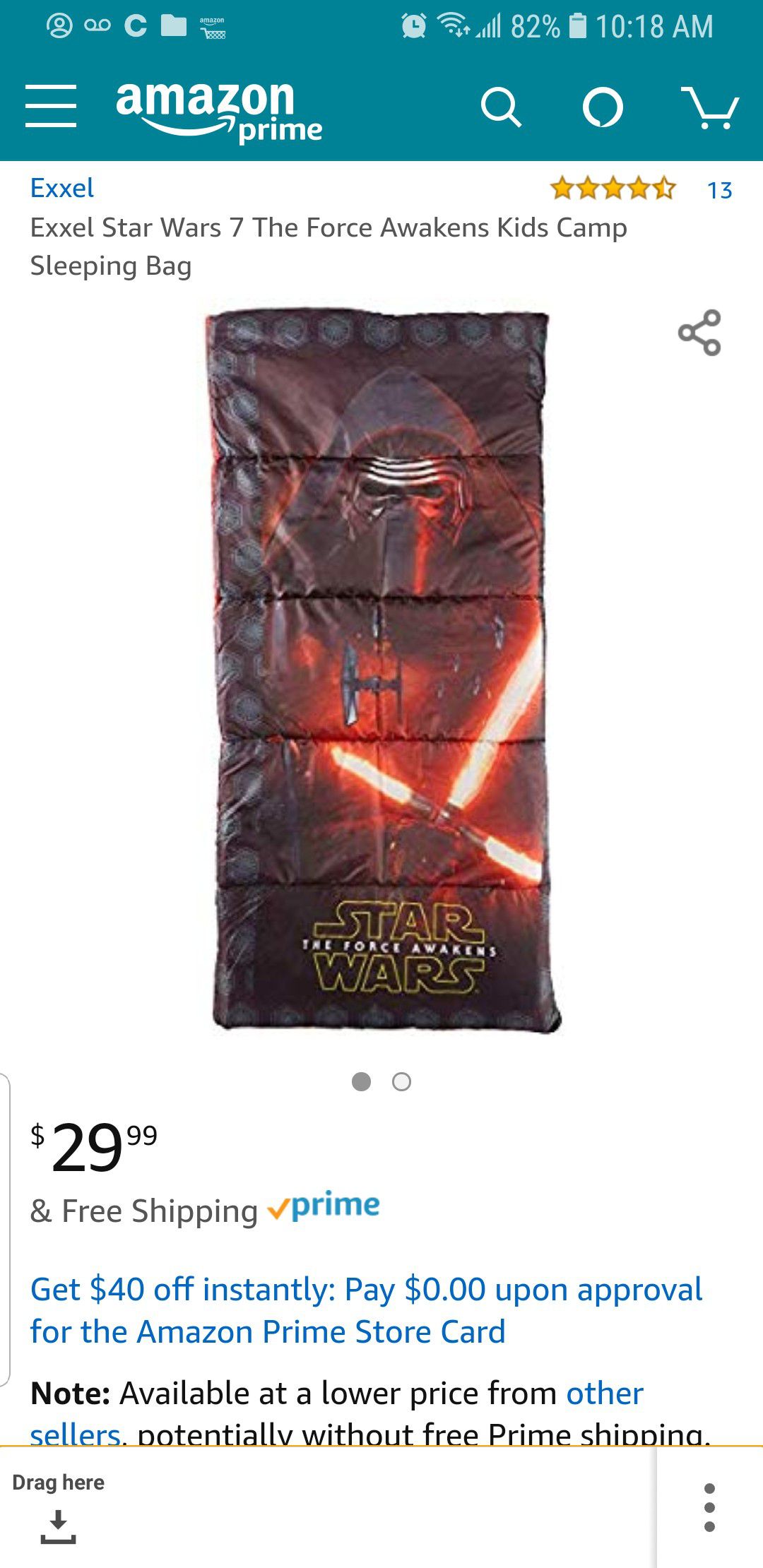 Photo Star wars camping sleeping bag youth size mew never used