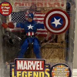 New, Vintage/Rare (2002), Toy Biz Marvel Legends: SERIES 1, Captain America 6" Action Figure & comes w/Comic Book inside, firm. Can ship w/paypal or v