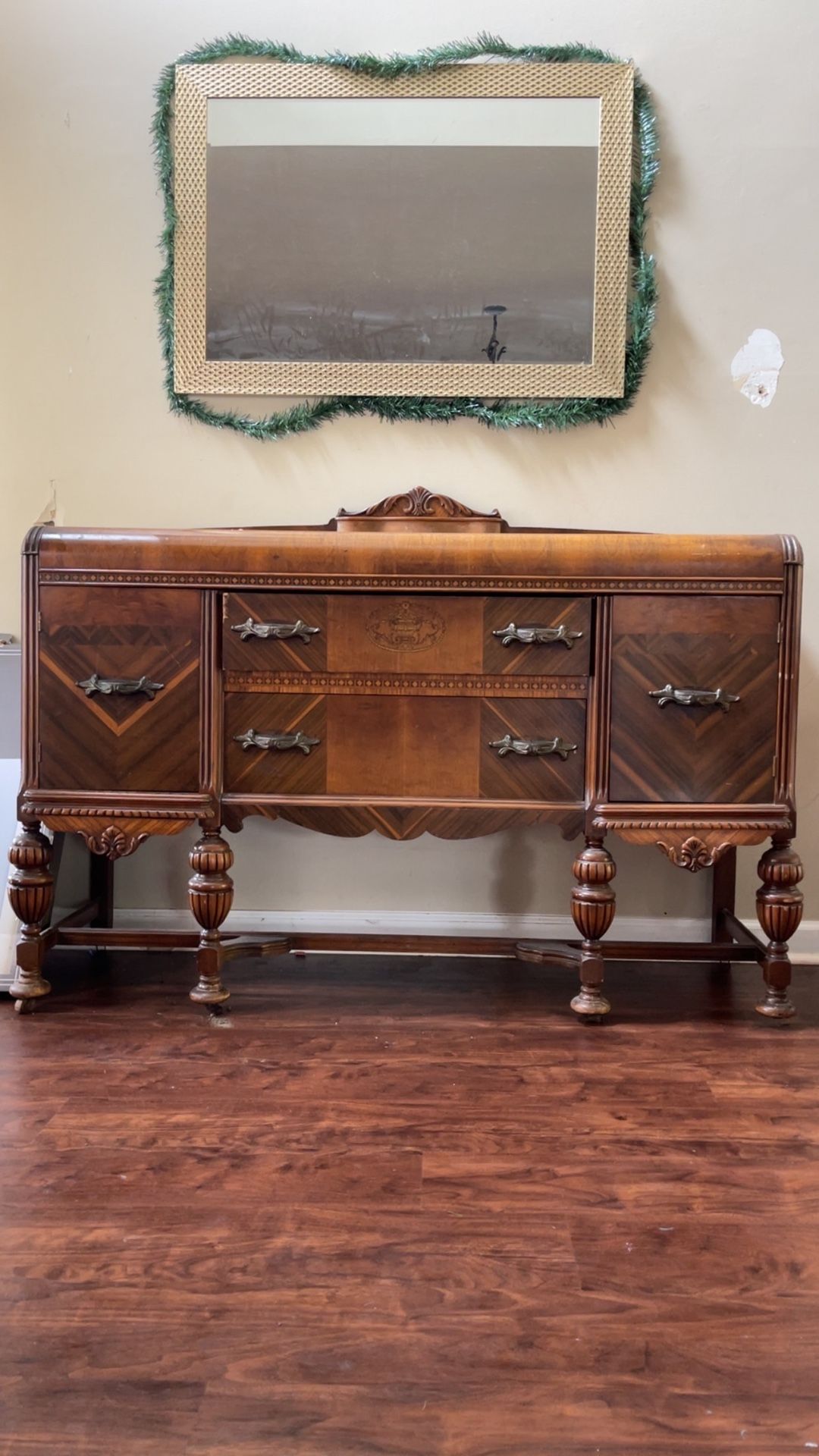 “1930s Art Deco Sideboard Buffet – Depression Era, Original Hardware”
