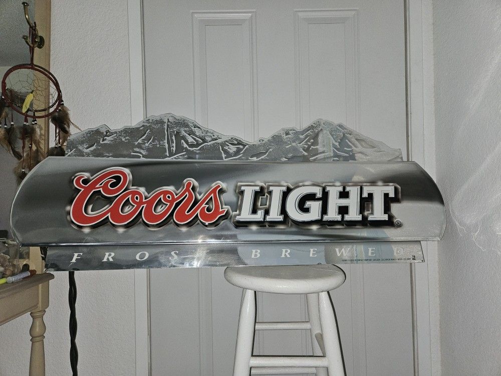 Coors Light Frost Brewed Beer Sign 51.5 L x 20.5 H Man Cave Tin Metal Rare