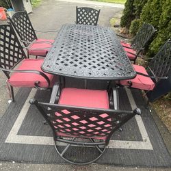 7 Piece Outdoor Patio Table With Chairs 