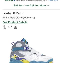 Jordan White Aqua 8 Sz 10.5