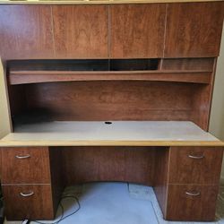 Office Desk with Hutch and Filing Cabinet 