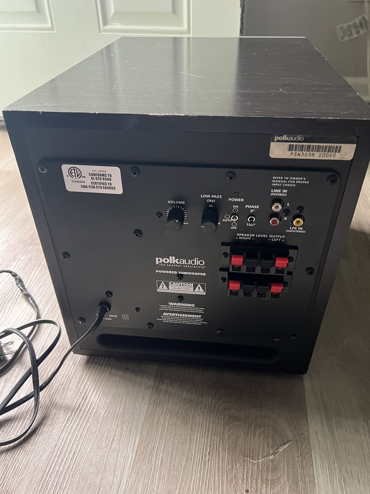 POLK AUDIO PSW303B POWERED SUBWOOFER