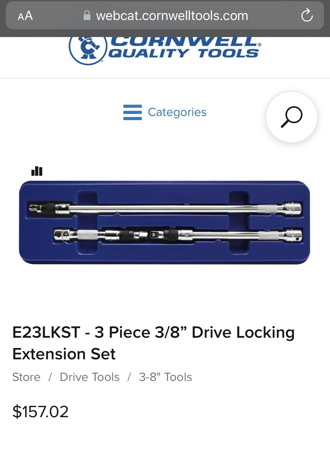 Cornwell 3/8 Locking Extension Set