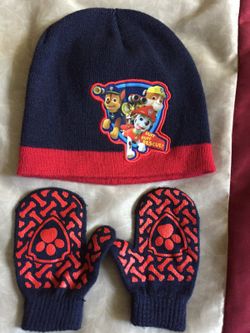 Toddler Paw Patrol beenie with mittens