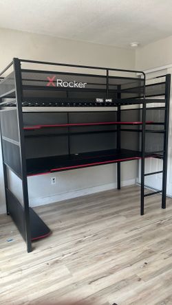 x rocker bed frame with a desk at the bottom