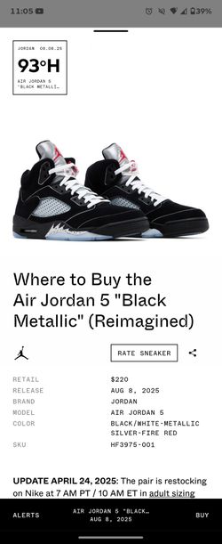Jordan 5 black metallic reimagine 11