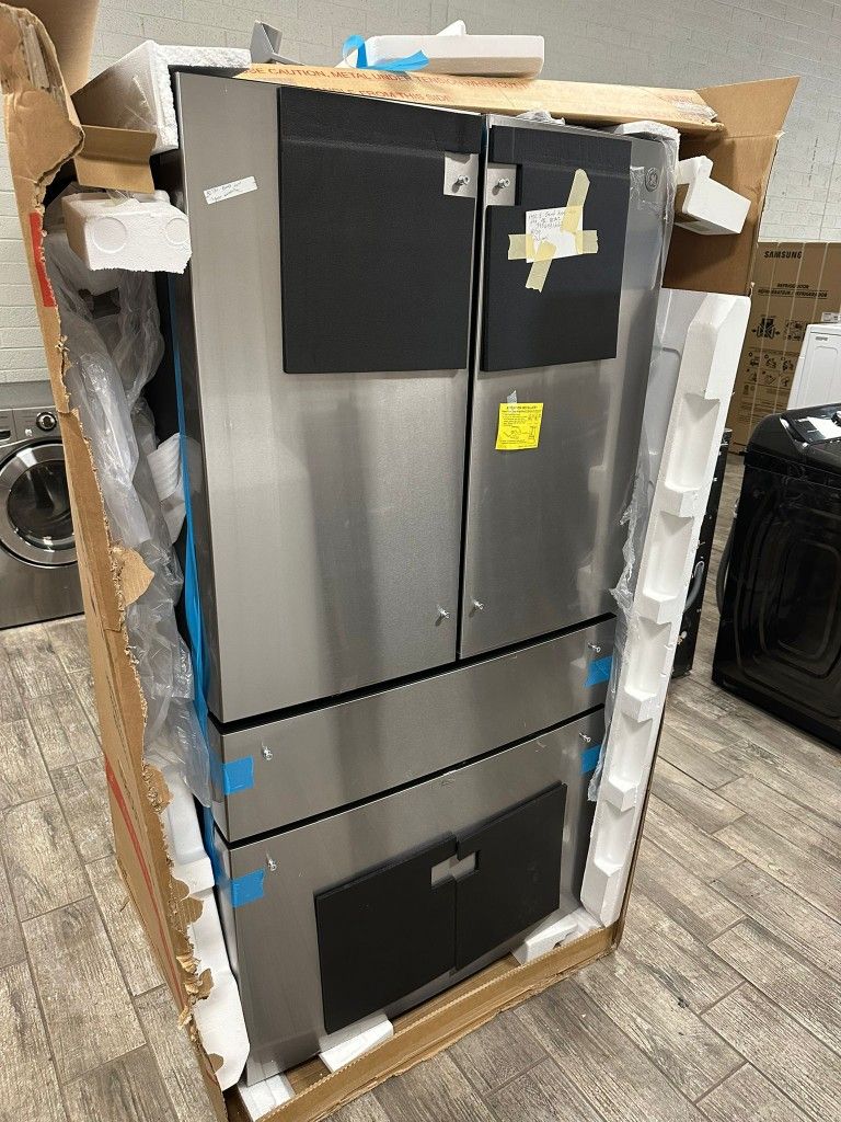 GE profile stainless steel French door fridge brand new with 1 year warranty honeycomb lighting