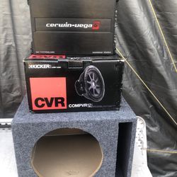 12 Inch Kicker CVR With Ported Box & Cerwin Vega 1000 Watts Maximum Power Amplifier New Nuevo