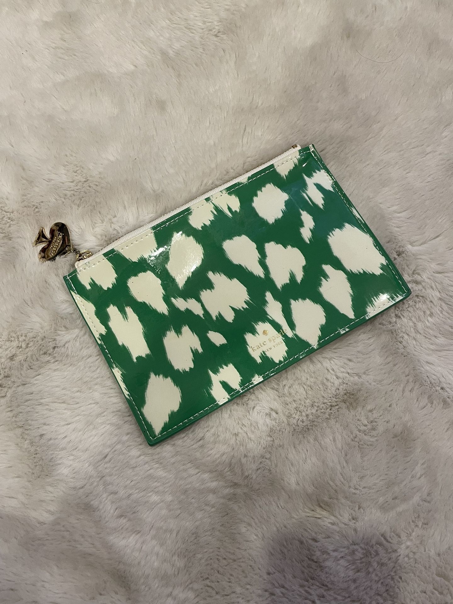 Kate Spade Green Painterly Cheetah Pouch Clutch