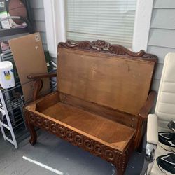 1970s Wooden Bench With Storage 