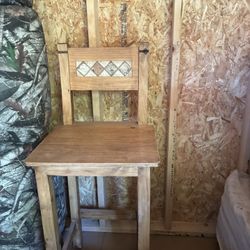 Wood Table And Barstool Style Chairs 